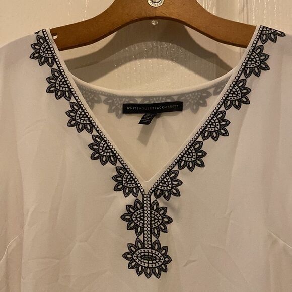 White House Black Market Medallion Embroidered Blouse Size 10 NWOT - Picture 7 of 12